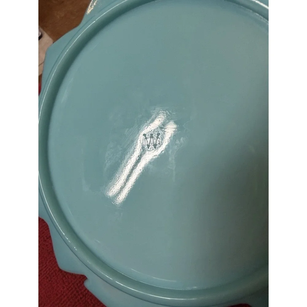 Vintage Westmoreland Glass Fox Plate Turquoise 3 Foxes Reading 7.25